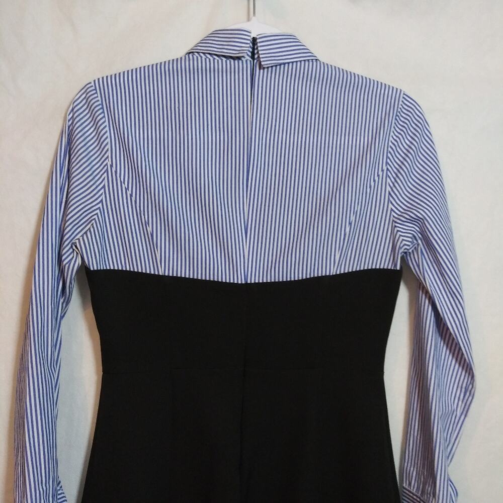 Stylewe Blue Pinstripe Long Sleeve Collared Shirt Dress Mini Size Small - Picture 8 of 12